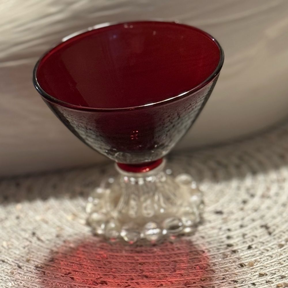 Vintage ANCHOR HOCKING Ruby Berwick Boopie Champagne Dessert Glass